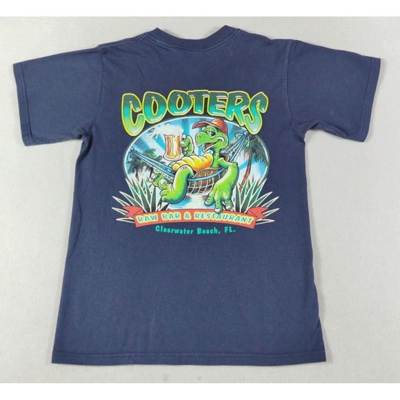Anvil Other - Vintage Anvil Cooters Raw Bar Shirt Mens Small Blue Clearwater Beach Florida